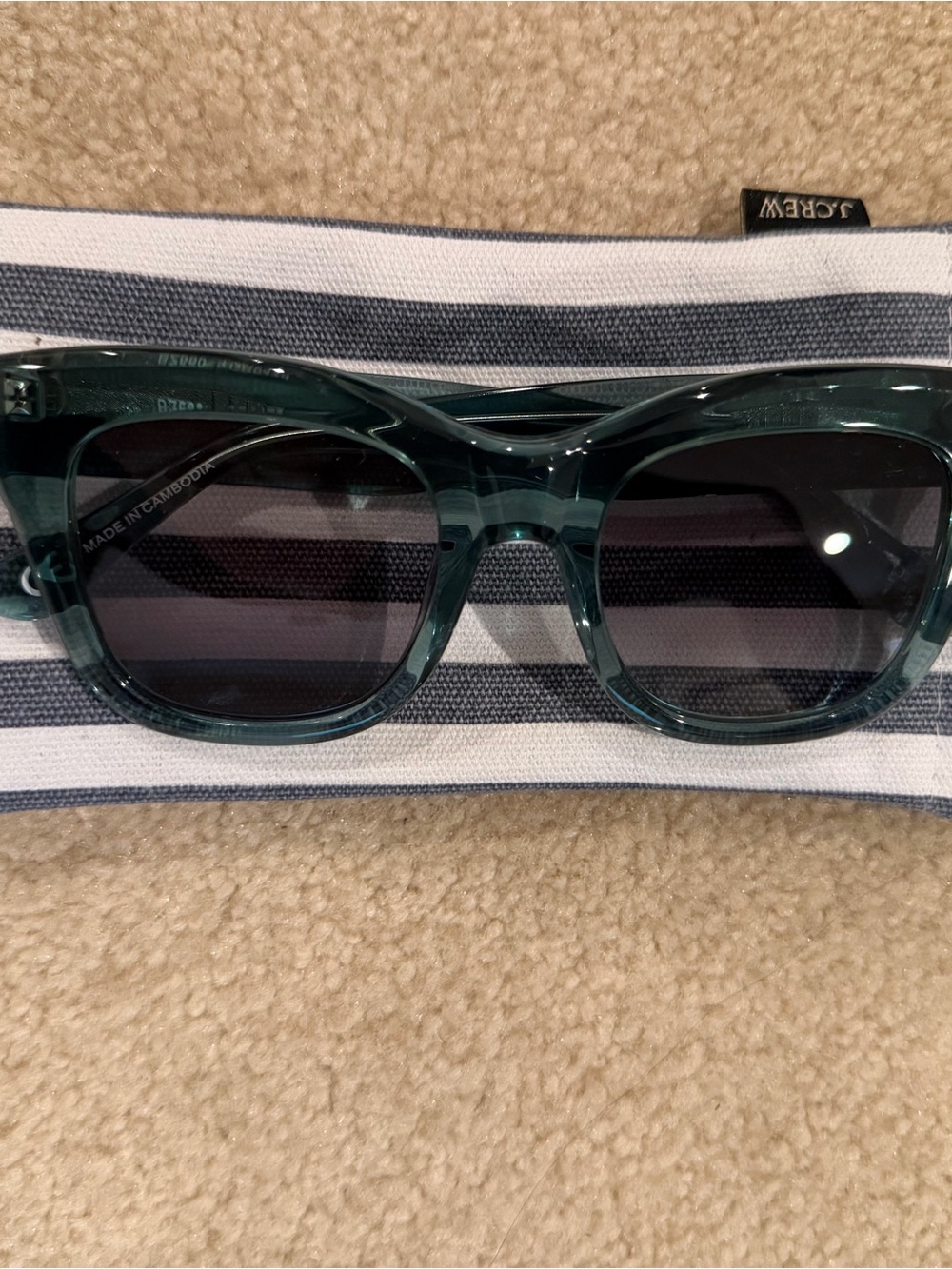 J.Crew Translucent Green Oversized Square Sunglasses + Case